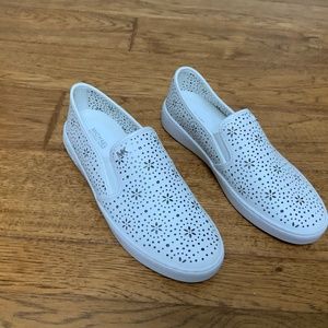 Michael Kors Kane White Leather Floral Sneakers Size 8